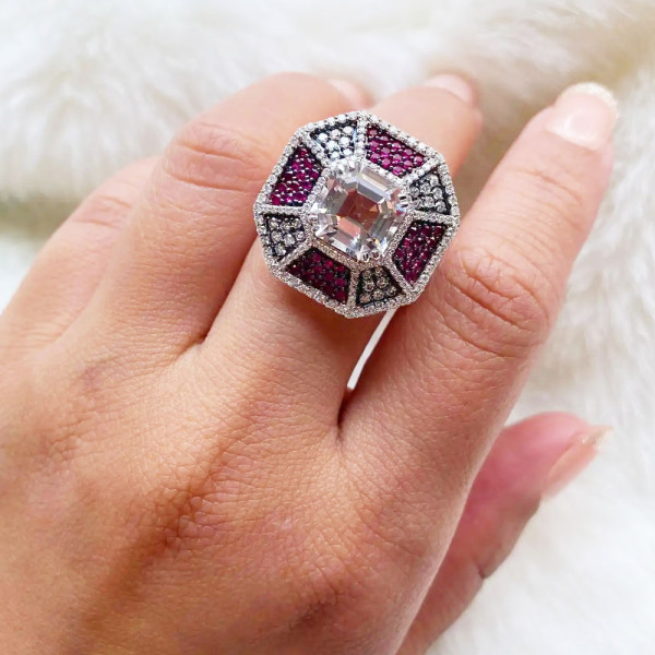 4.1ct Asscher Cut Art-Deco Engagement Ring