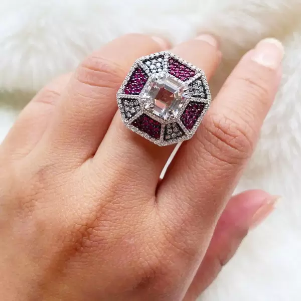 4.1ct Asscher Cut Art-Deco Engagement Ring