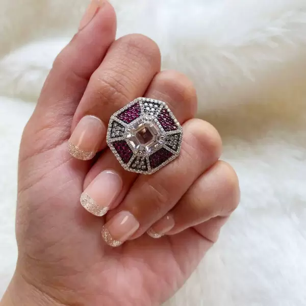 4.1ct Asscher Cut Art-Deco Engagement Ring