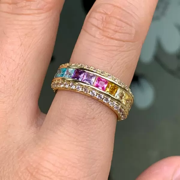 5.6ctw Channel Set Rainbow Sapphire Wedding Band