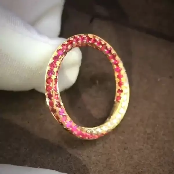 Pink Sapphire and Ruby Mobius Wedding Band