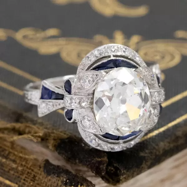 Antique Oval Cut White Sapphire Engagement Ring