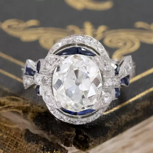 Antique Oval Cut White Sapphire Engagement Ring