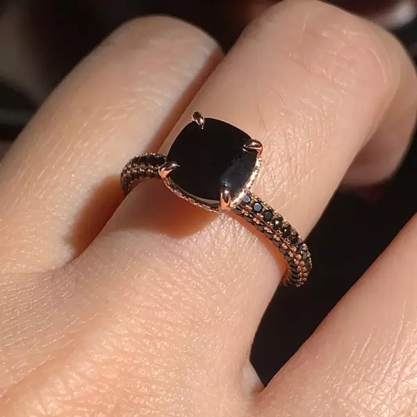 3ct Cushion Cut Black Sapphire Engagement Ring