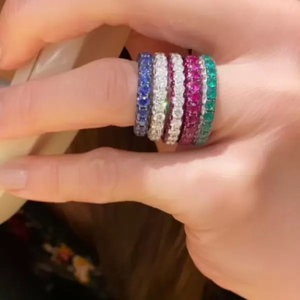6ctw Color Block Three-Sided Eternity Ring