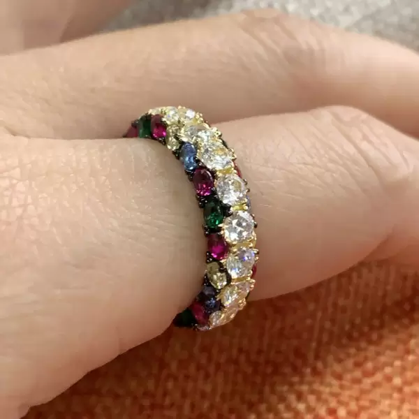 6ctw Three-Sided Rainbow Sapphire Eternity Ring