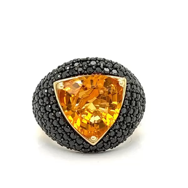 5ct Trillion Cut Yellow Sapphire Bold Paved Ring