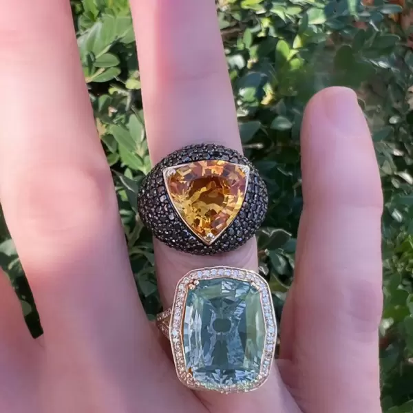 5ct Trillion Cut Yellow Sapphire Bold Paved Ring