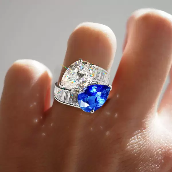 7ctw Pear Cut Two Stone Bypass Cocktail Ring