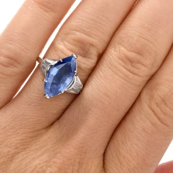 Marquise Cut Light Blue Sapphire Engagement Ring