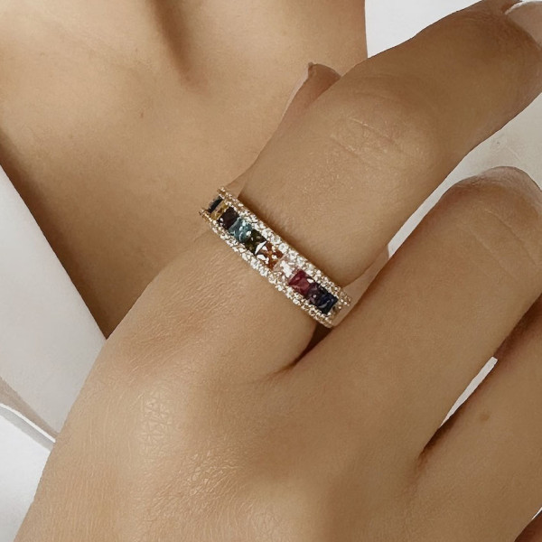 7.9ctw Princess Cut Multi Sapphire Eternity Ring