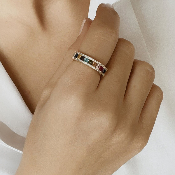 7.9ctw Princess Cut Multi Sapphire Eternity Ring