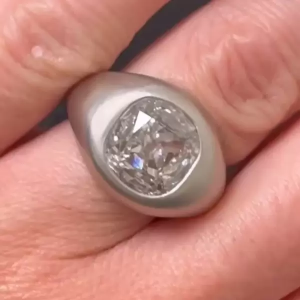 9.5ct Cushion Cut White Sapphire Matt Engagement Ring