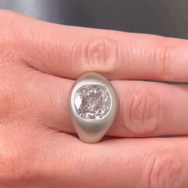 9.5ct Cushion Cut White Sapphire Matt Engagement Ring