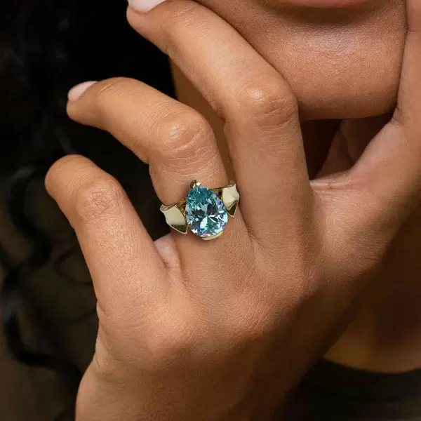 5.4ct Pear Cut Aquamarine Engagement Ring