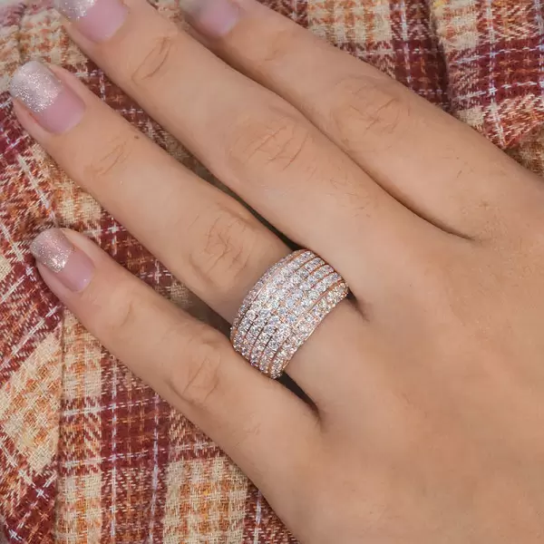5ctw White Sapphire Paved Bold Wedding Band