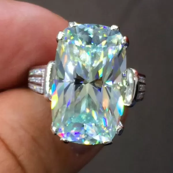 8.4ct Cushion Cut Light Aquamarine Engagement Ring