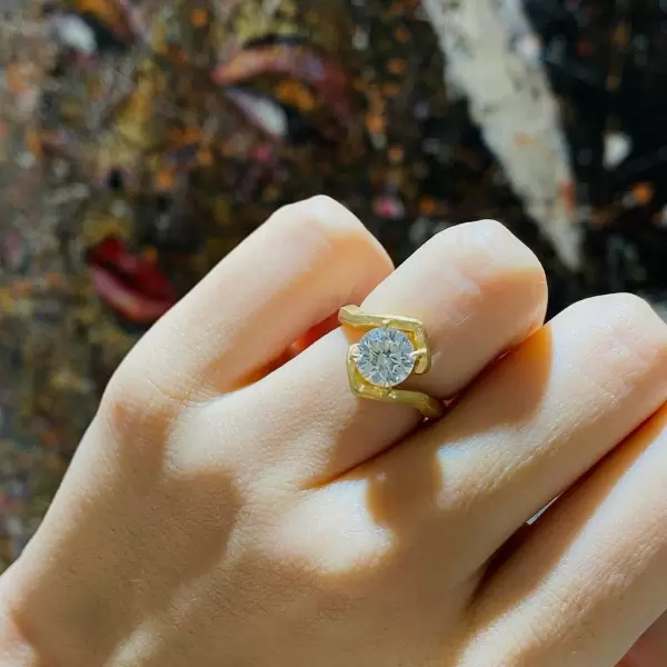 2.7ct Round Cut Brushed Bypass Engagement Ring