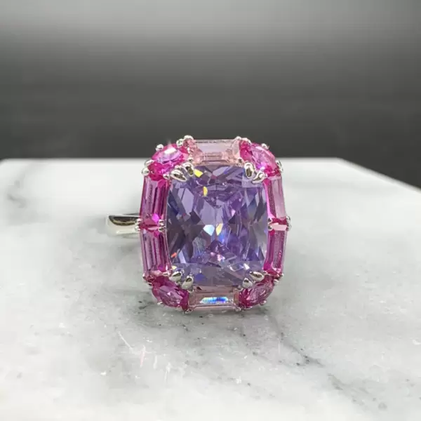 6.8ct Halo Cushion Cut Lavender Sapphire Cocktail Ring