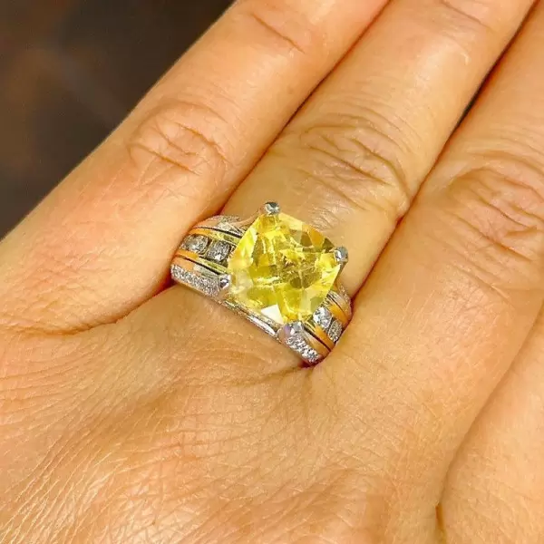 5.6ct Yellow Sapphire Two Tone Engagement Ring