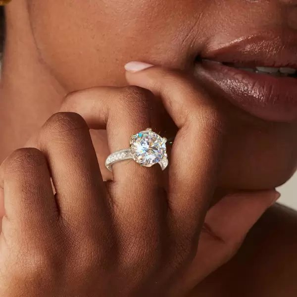 8.5ct Round Cut White Sapphire Paved Engagement Ring