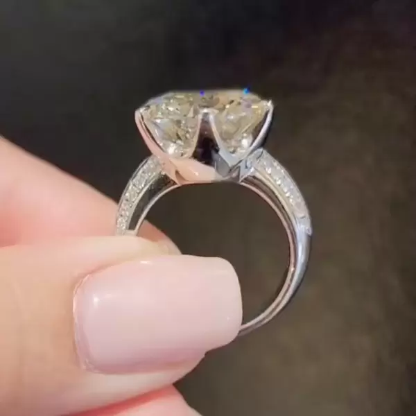 8.5ct Round Cut White Sapphire Paved Engagement Ring