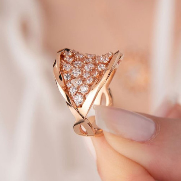 Rose Gold Tone White Sapphire Mobius Aniverary Ring