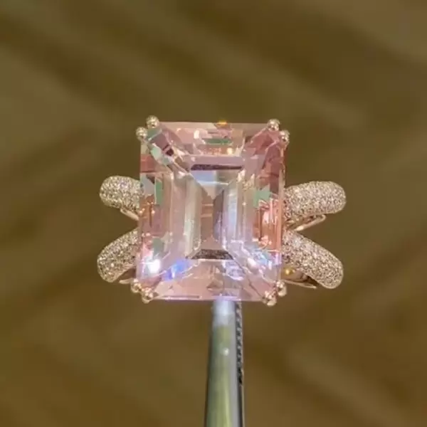 8.5ct Morganite Pink Sapphire Paved Engagement Ring