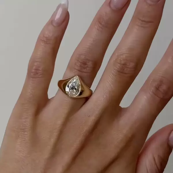 3ct Pear Cut White Sapphire Classic Engagement Ring