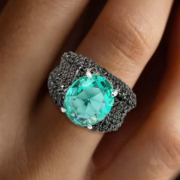 8.2ct Oval Cut Mint Green Paved Cocktail Ring