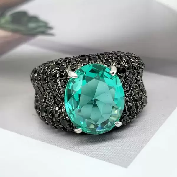 8.2ct Oval Cut Mint Green Paved Cocktail Ring