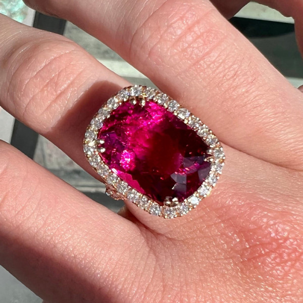 12ct Cushion Cut Ruby European Shank Engagement Ring