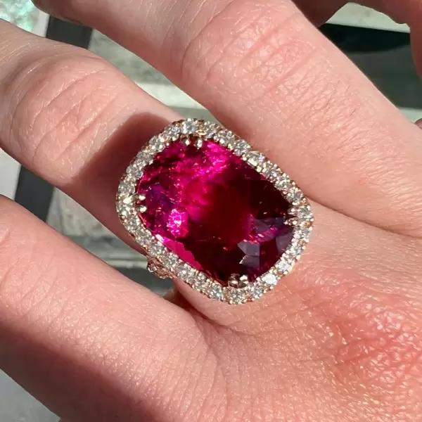 12ct Cushion Cut Ruby European Shank Engagement Ring