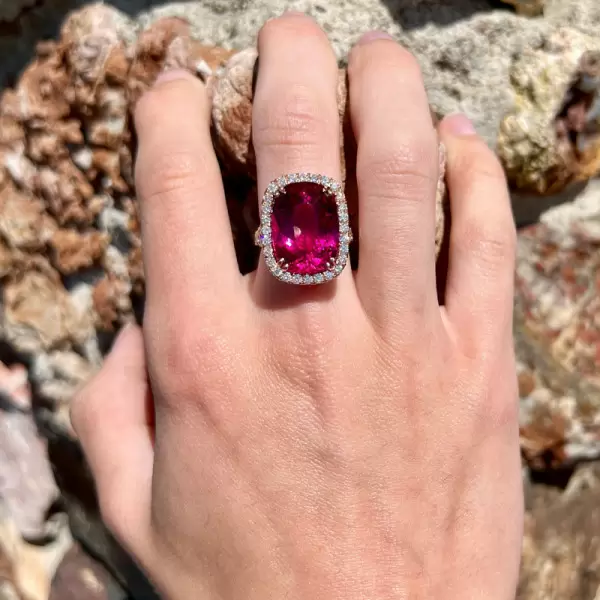 12ct Cushion Cut Ruby European Shank Engagement Ring