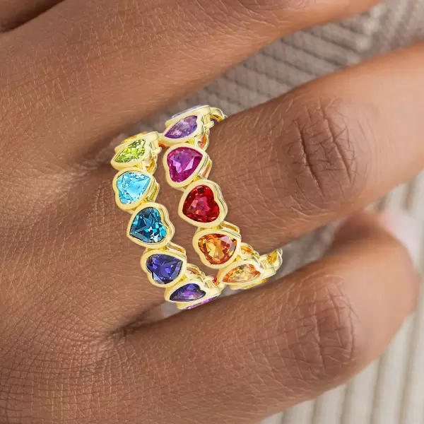 9ctw Heart Cut Multicolor Sapphire Rainbow Eternity Ring