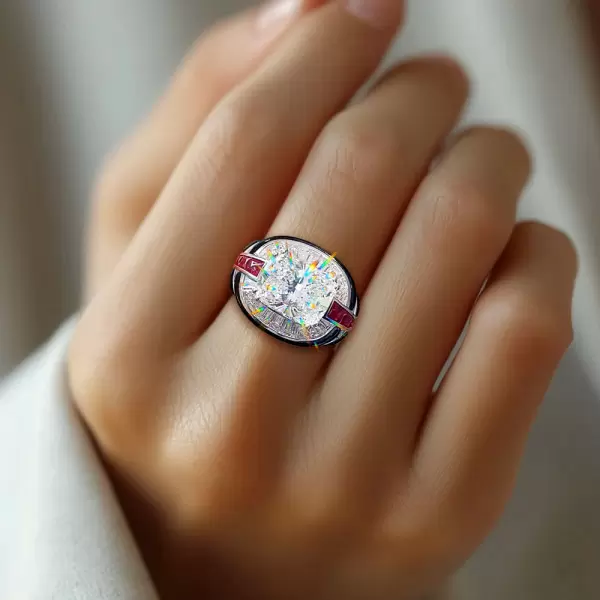 3.5ct Cushion Cut White Sapphire Art-deco Cocktail Ring