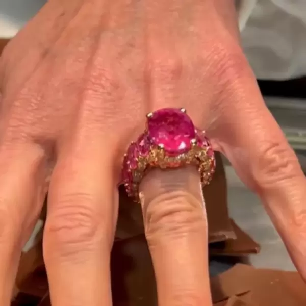 6ct Oval Cut Fuchsia Sapphire Barbie Inspired Cocktail Ring