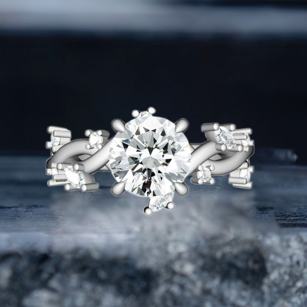 2.7ct White Sapphire Vine Wrapping Engagement Ring