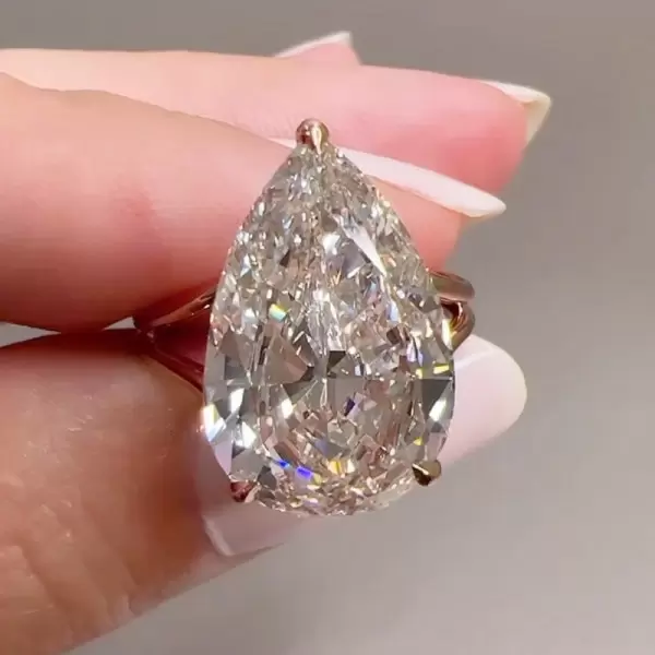 5.7ct Pear Cut White Sapphire Engagement Ring