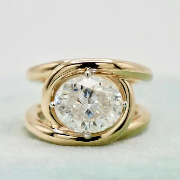 5.8ct Oval Cut White Sapphire Split Shank Engagement Ring