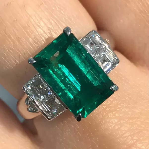 5.3ct Emerald Cut Emerald Engagement Ring