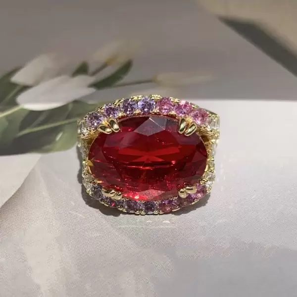 8ct Oval Cut Ruby Split Shank Cocktail Ring