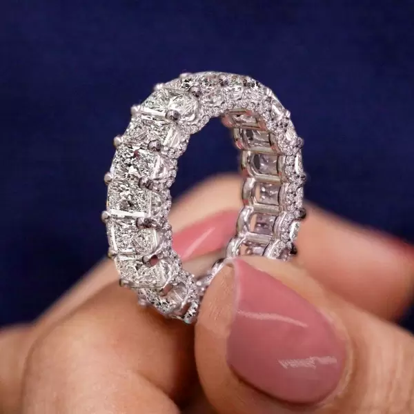 9ctw Radiant Cut White Sapphire Eternity Ring