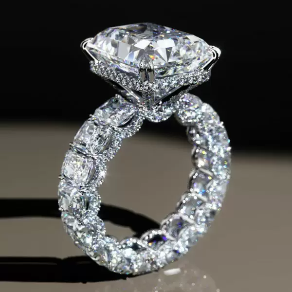 8.4ct Radiant Cut White Sapphire Eternity Engagement Ring