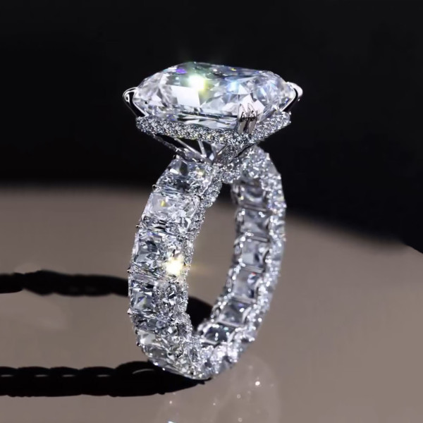 8.4ct Radiant Cut White Sapphire Eternity Engagement Ring