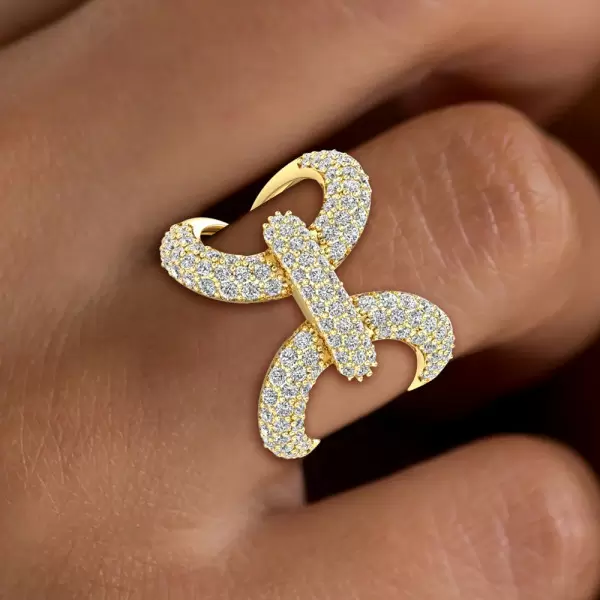 Paved White Sapphire Bold Knot Unisex Ring