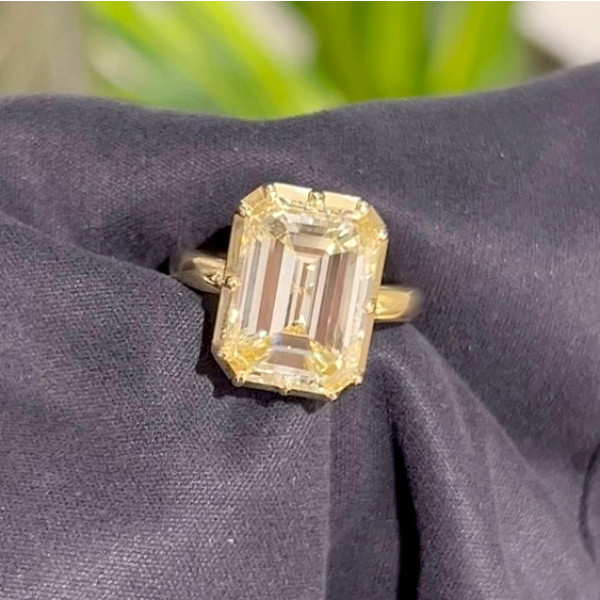 8.5ct Emerald Cut White Sapphire Vintage Engagement Ring
