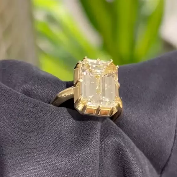 8.5ct Emerald Cut White Sapphire Vintage Engagement Ring