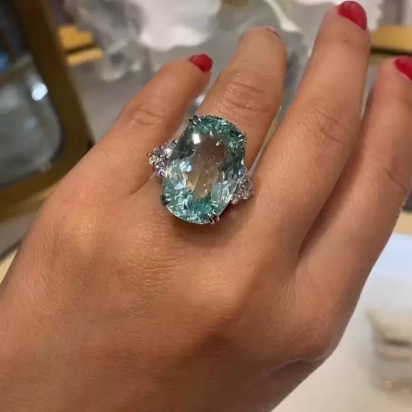 18ct Cushion Cut Paraiba Tourmaline Cocktail Ring