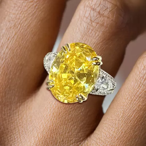 9.3ct Oval Cut Yellow Sapphire Engagement Ring